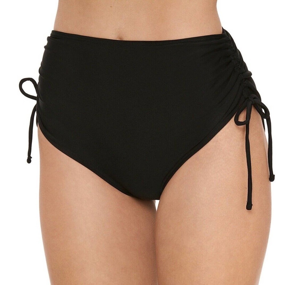 Ninety Nine Swim Bottom Sz 2X 20W-22W High Waist Side Cinch Tie Black Slimming‍